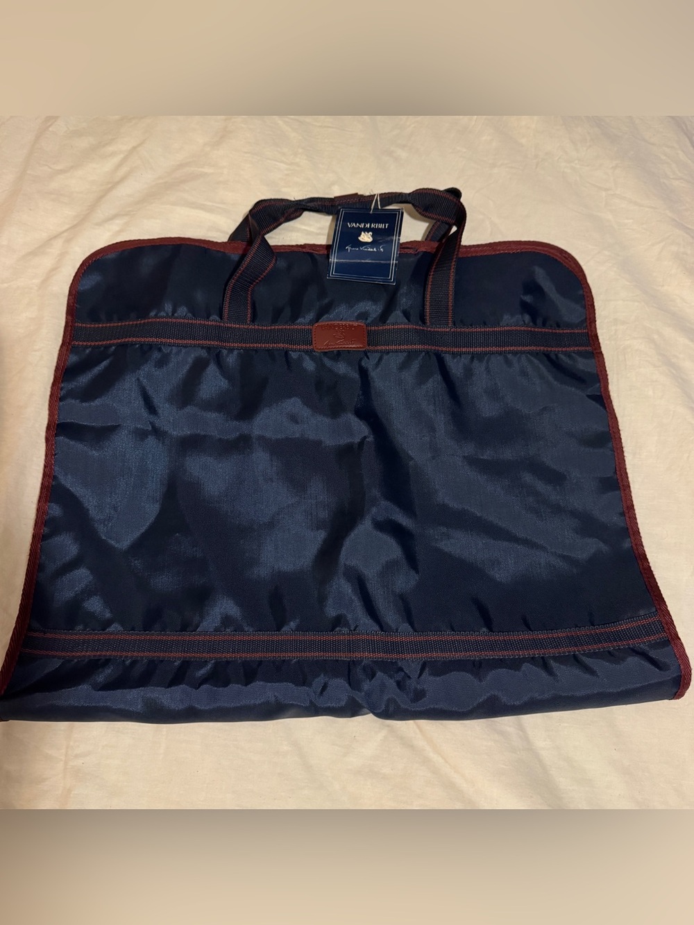 NWT Vintage Gloria Vanderbilt Garment Travel Bag Navy Blue Nylon 80s 90s